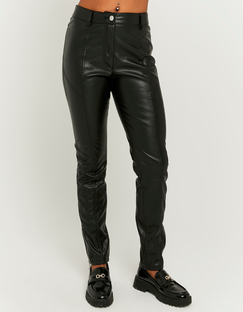 TALLY WEiJL, Schwarze Skinny Kunstlederhose mit Reisverschluss for Women