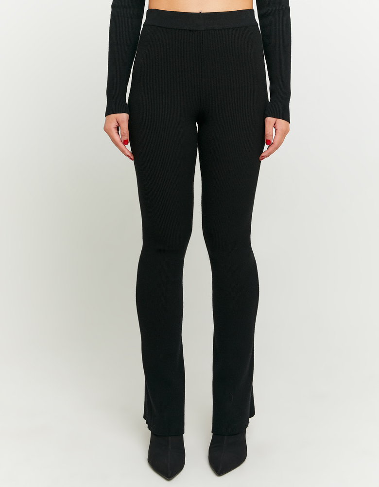 TALLY WEiJL, Pantalon Skinny Flare Noir en Maille for Women