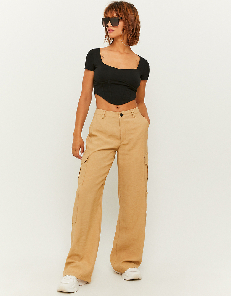 TALLY WEiJL, Beige High Waist Cargo Trousers for Women