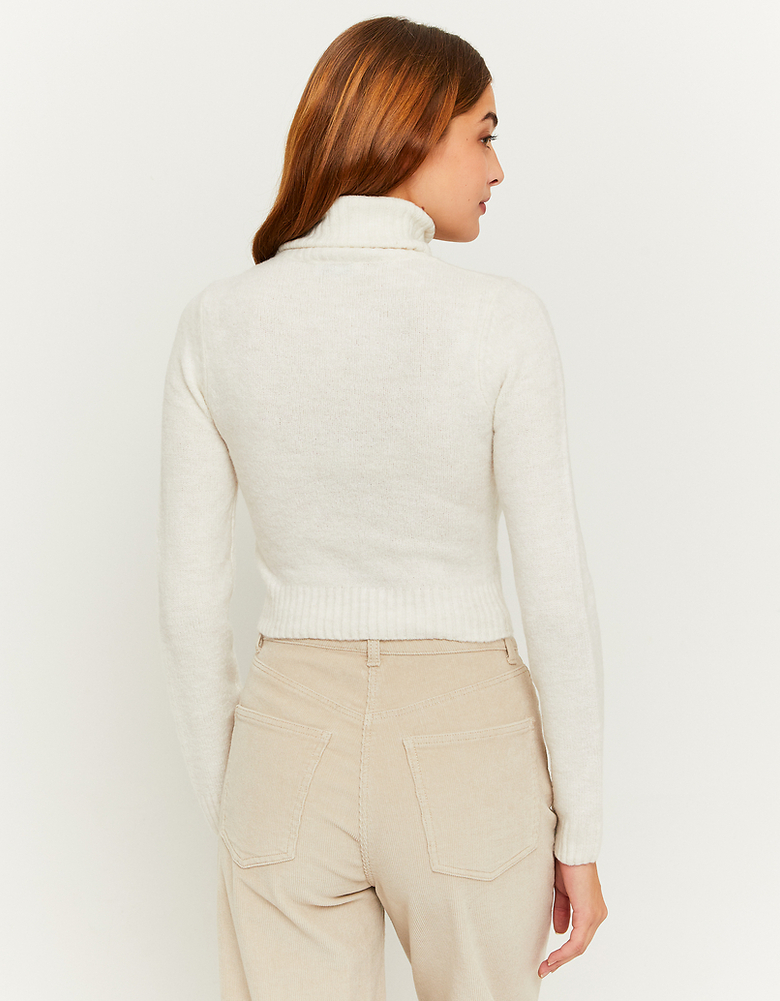 TALLY WEiJL, White Cropped Turtle Neck Jumper for Women
