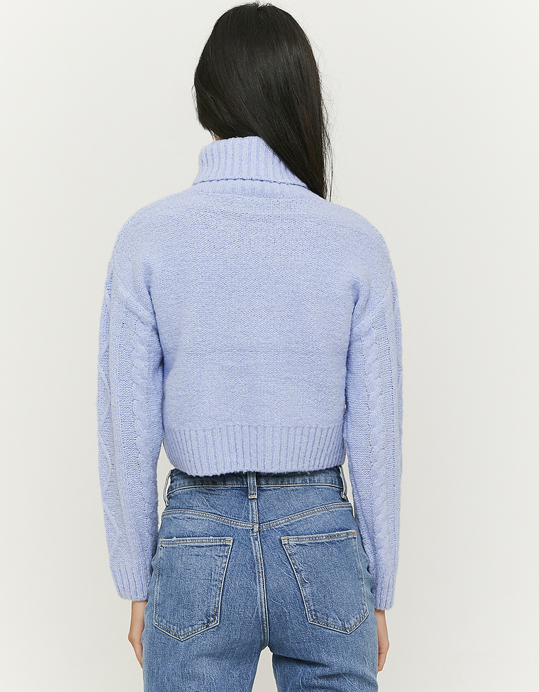 Blue Cable knit Cropped Jumper | TALLY WEiJL