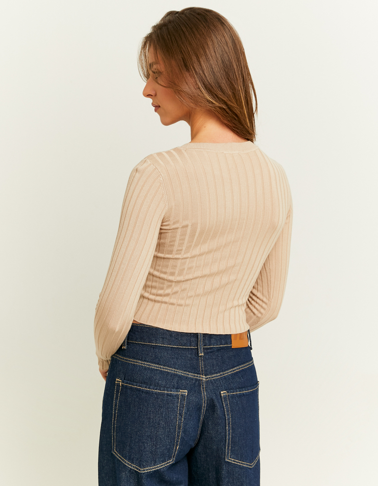 Beige Fitted Knit Jumper | TALLY WEiJL