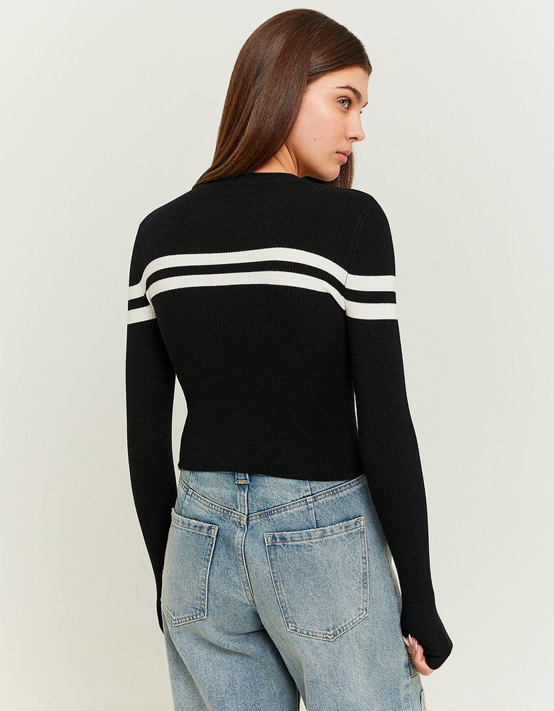 Black Cropped Striped Jumper | TALLY WEiJL