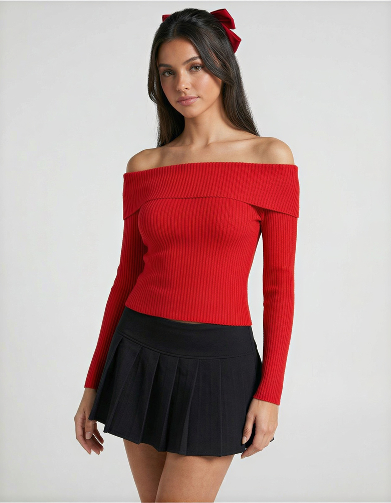 TALLY WEiJL, Red Off Shoulder Jumper for Women