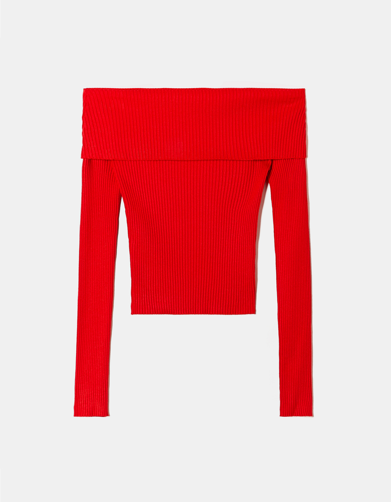 TALLY WEiJL, Red Off Shoulder Jumper for Women