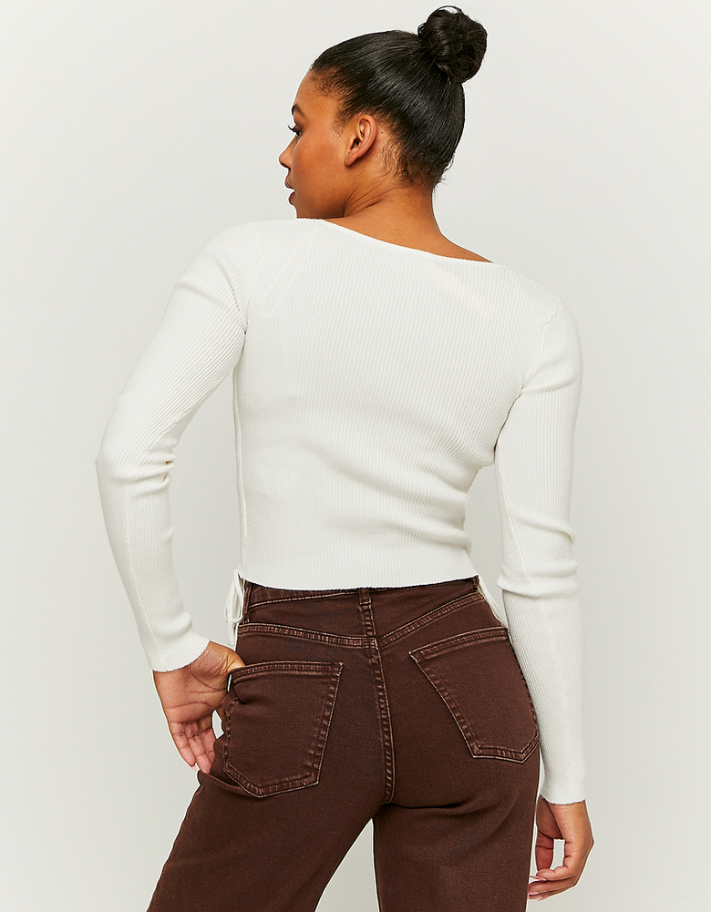 Weißes V-Ausschnitt Stricktop | TALLY WEiJL