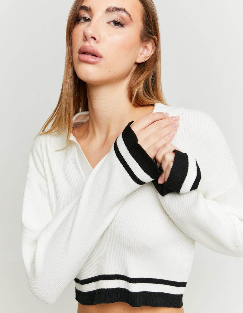 Striped Knitted Polo Neck Jumper | TALLY WEiJL
