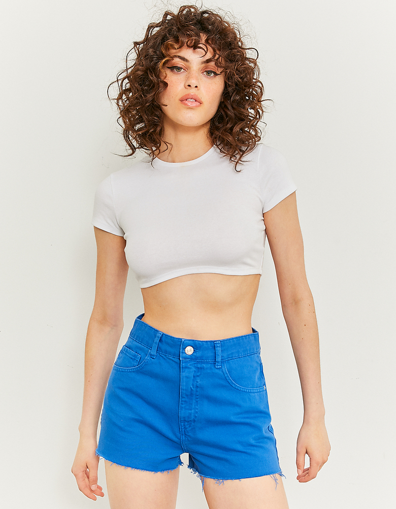 Blue High Waist Mom Shorts | TALLY WEiJL