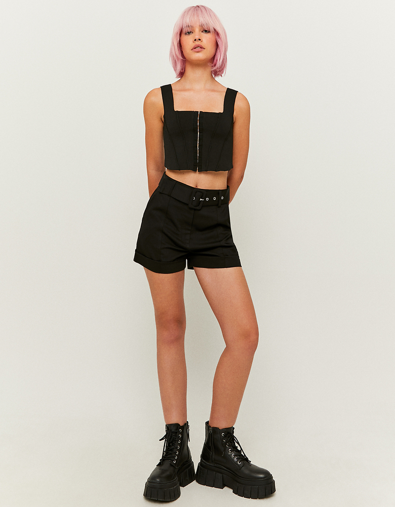 Short Paperbag Taille Haute Noir | TALLY WEiJL