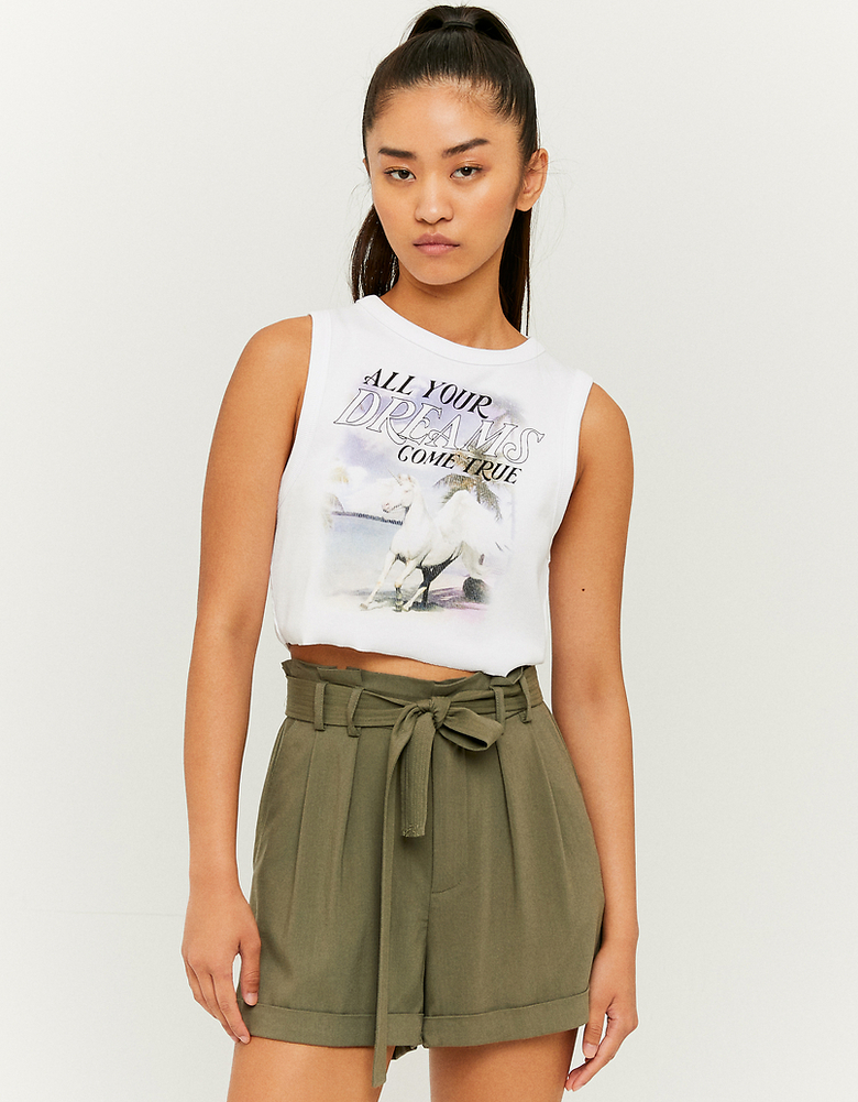 TALLY WEiJL, Grüne Leichte Paperbag Shorts for Women