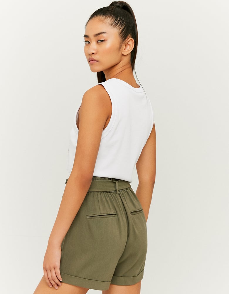 TALLY WEiJL, Grüne Leichte Paperbag Shorts for Women