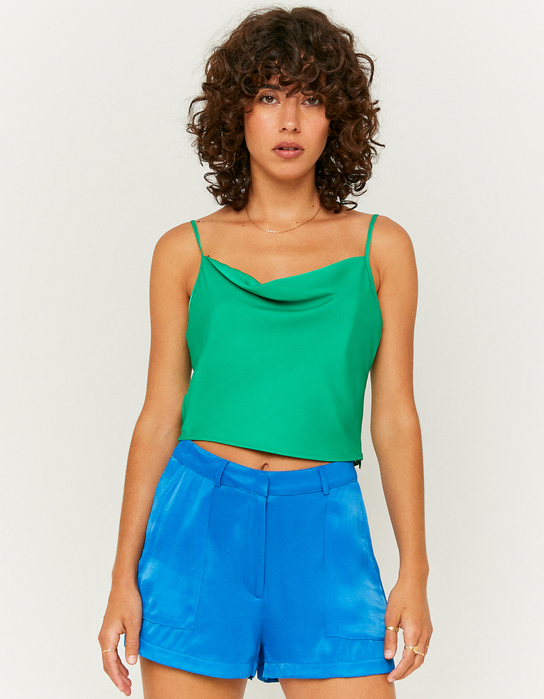 Blue High Waist Satin Shorts | TALLY WEiJL