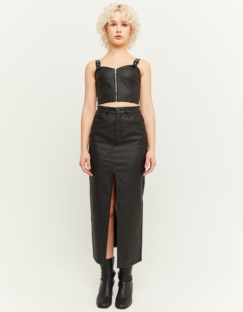 Jupe midi enduite noire | TALLY WEiJL