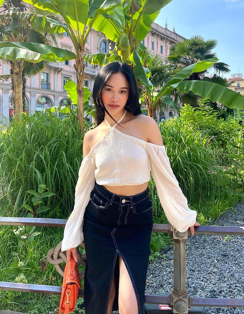 ouiディーゼルBlack O-Venus Midi Skirt S Women's Ribbed godet skirt with marble wash | Black | Diesel