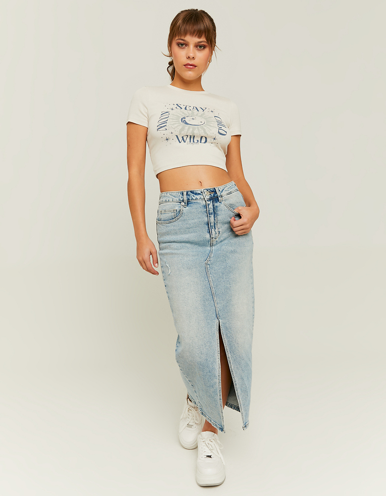 Gonna Midi Vita Alta di Jeans con Spacco | TALLY WEiJL