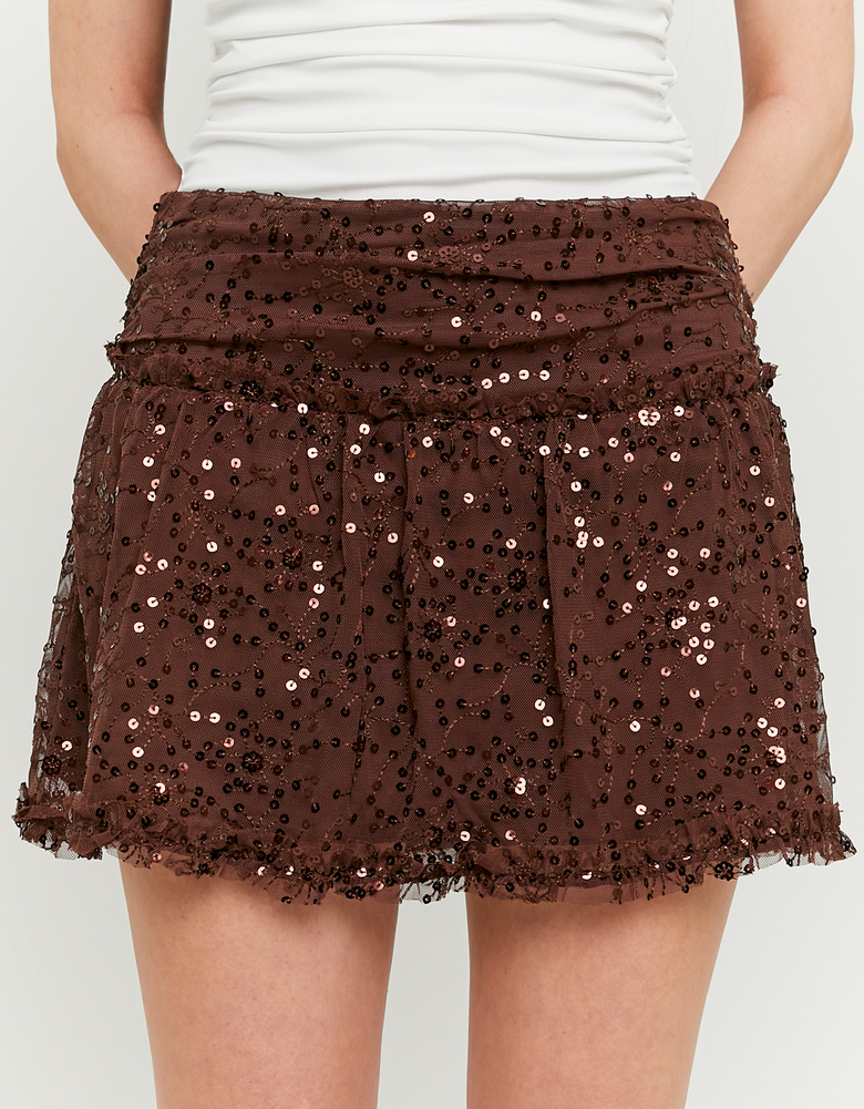 Gonna mini marrone con paillettes | TALLY WEiJL