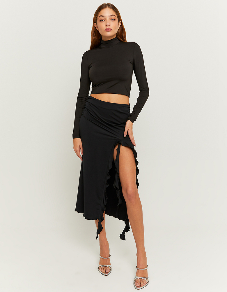 Black Skirt with Slit and Ruffles | TALLY WEiJL