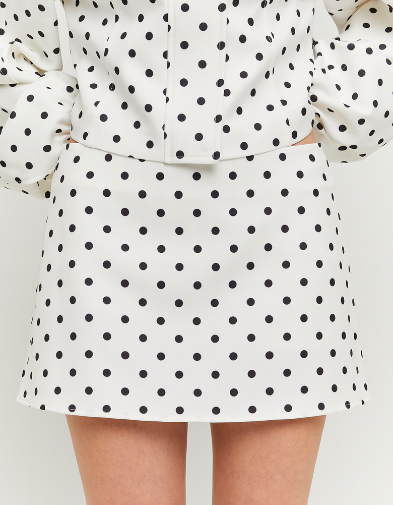 White Mini Skirt with Black Polka Dots | TALLY WEiJL