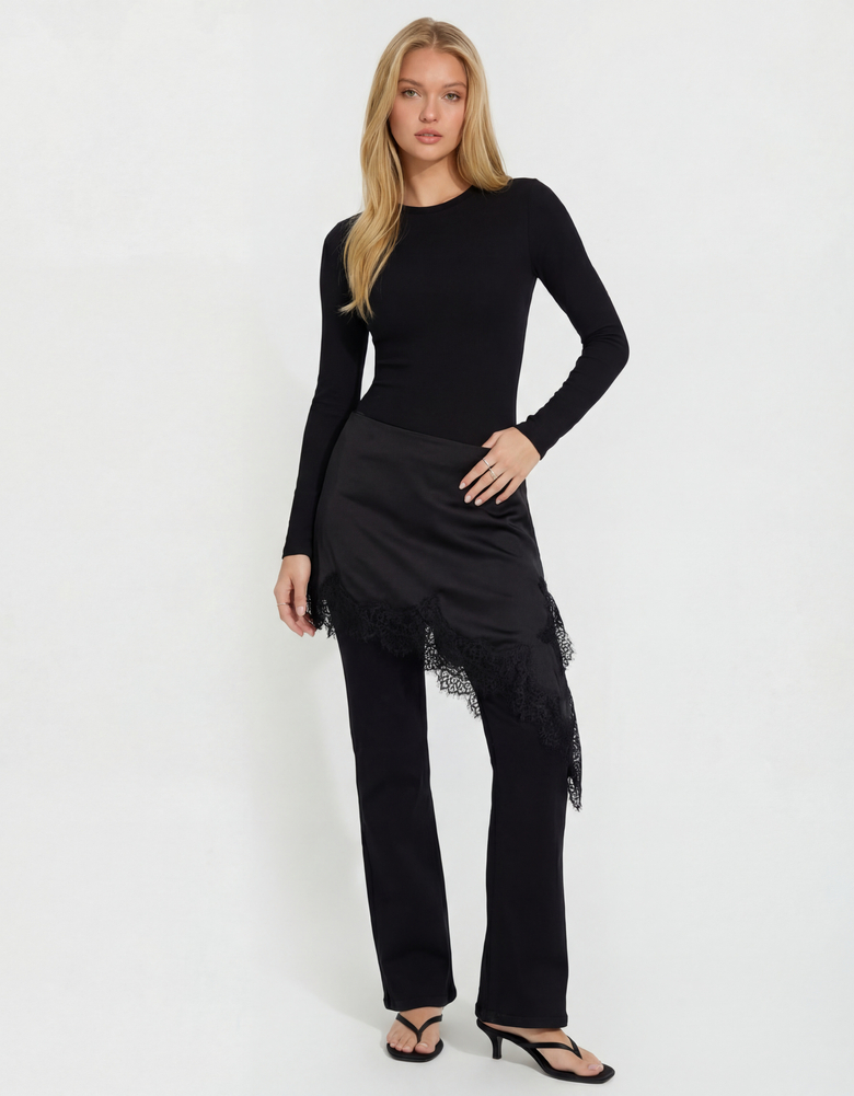 Black Satin Mini Skirt | TALLY WEiJL