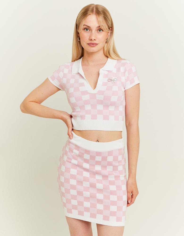 White and Pink Checkered Skirt | TALLY WEiJL