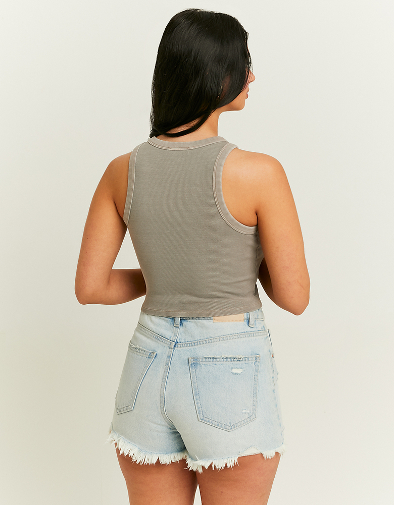 Grey Basic Cropped Tank Top | TALLY WEiJL