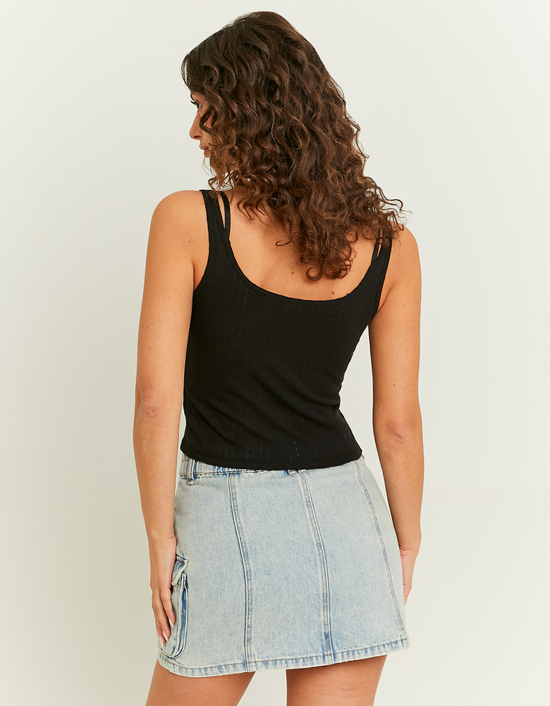 TALLY WEiJL, Débardeur Noir Basique avec Détail en Dentelle for Women