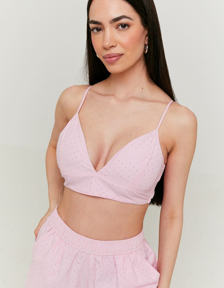 TALLY WEiJL, Bralette Top Ριγέ με Strass for Women