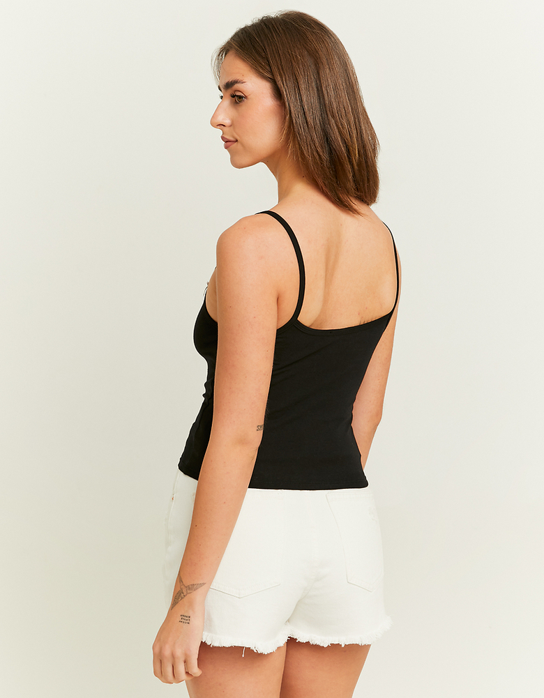 Black Printed Tank Top with Bows | TALLY WEiJL