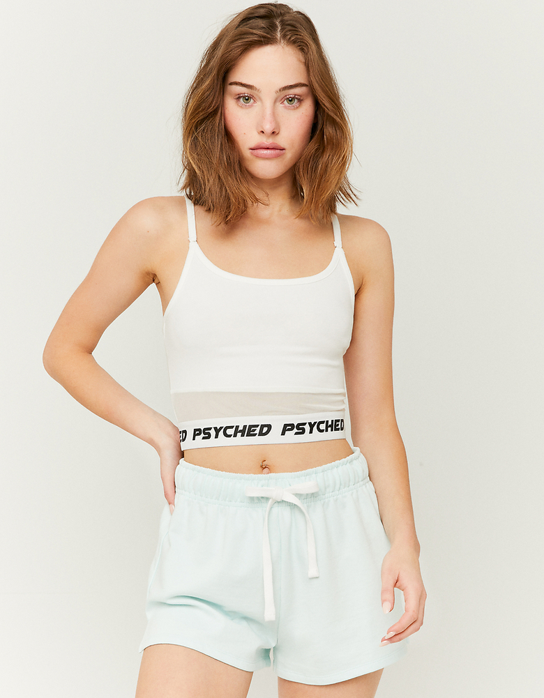 TALLY WEiJL, Weißes Ärmelloses Bedrucktes Crop Top for Women