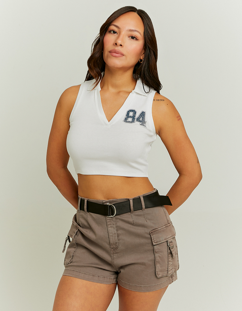 TALLY WEiJL, Top a V Bianco con Stampa for Women