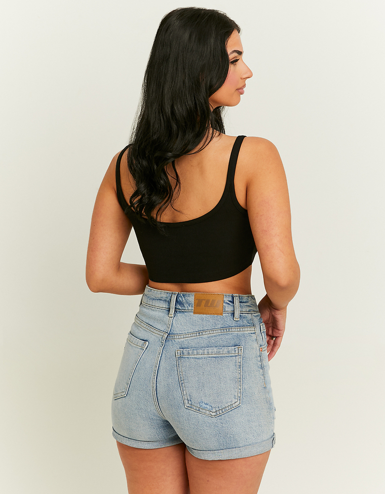 TALLY WEiJL, Black Cropped Printed Tank Top for Women