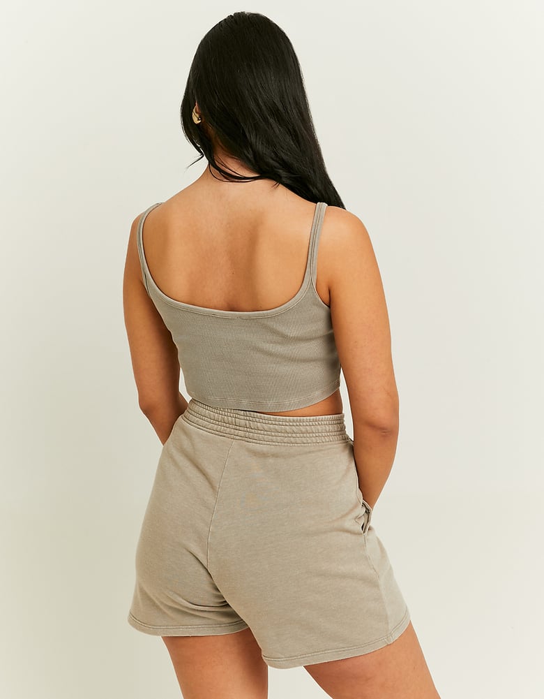 TALLY WEiJL, Grey Cropped Printed Tank Top for Women