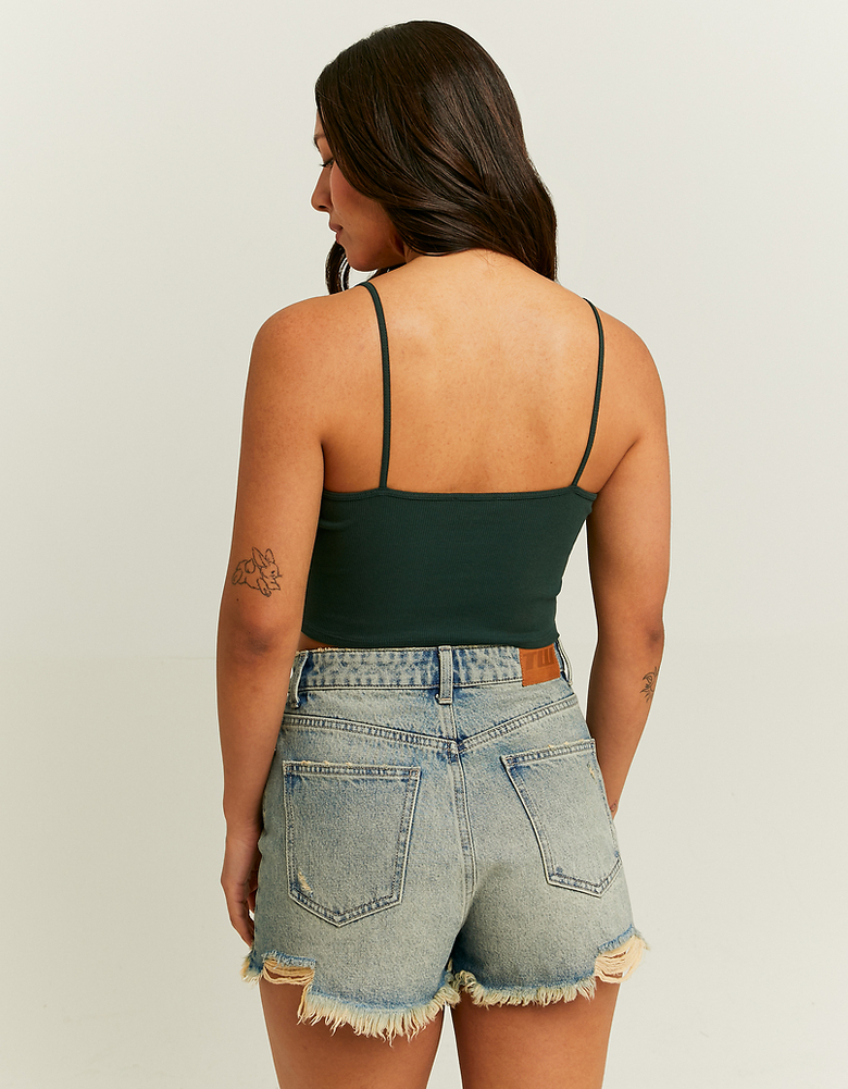 TALLY WEiJL, Front Lace Up Detail Green Tank Top for Women