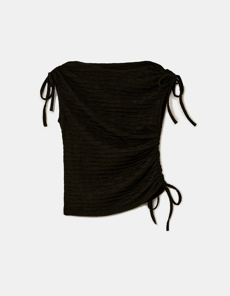 TALLY WEiJL, Top smanicato nero con fiocchi for Women