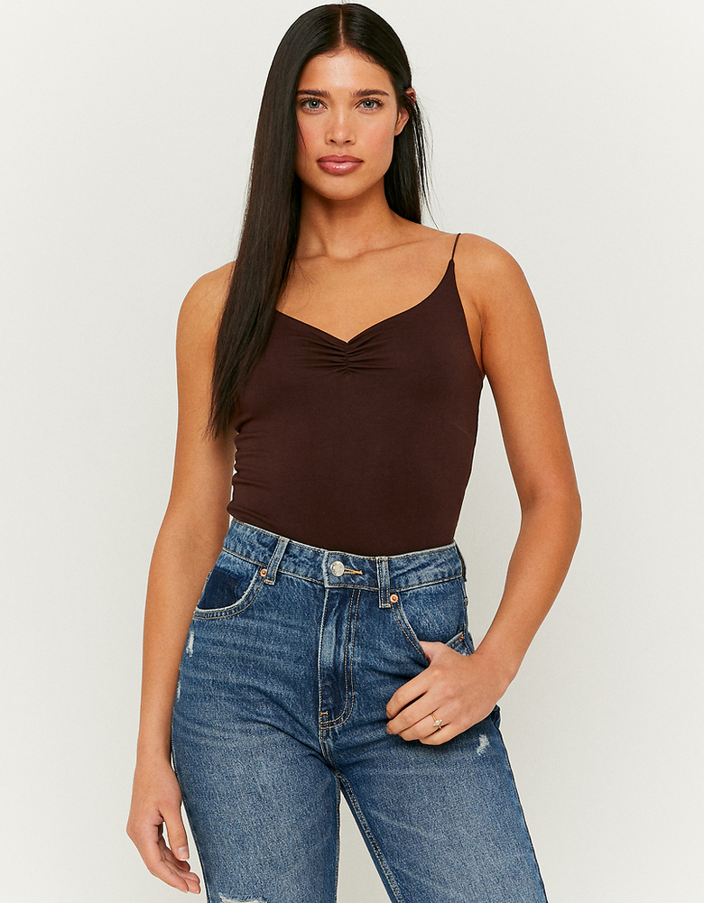 Braunes Basic Spaghetti Top | TALLY WEiJL