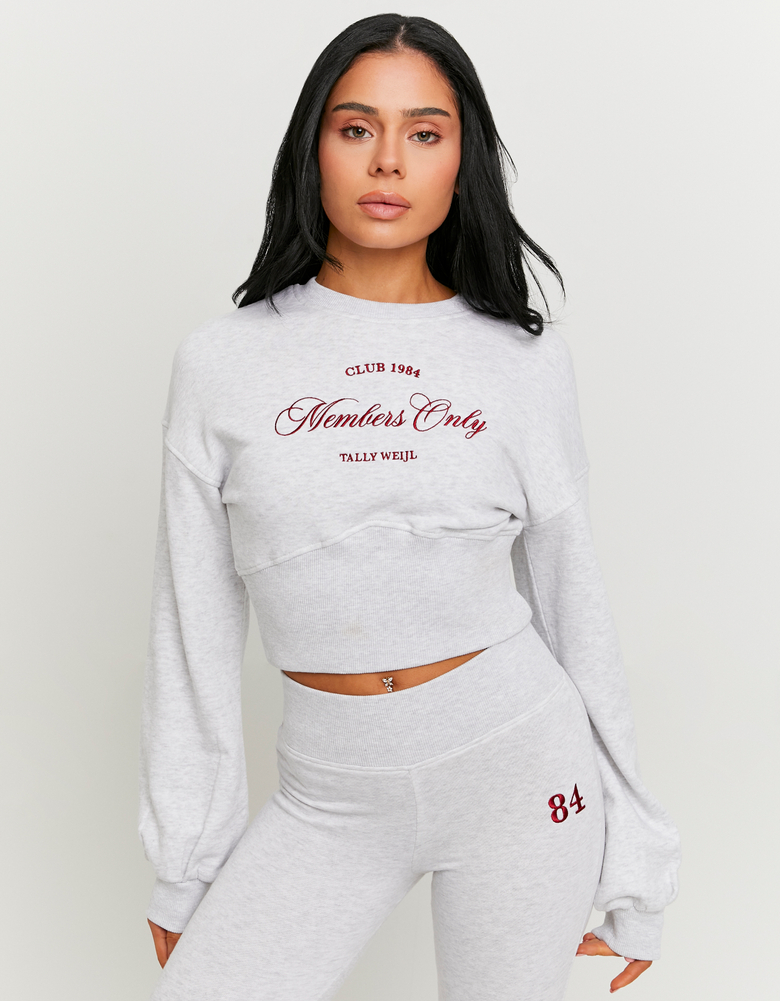 Felpa Grigia Ricamata | TALLY WEiJL