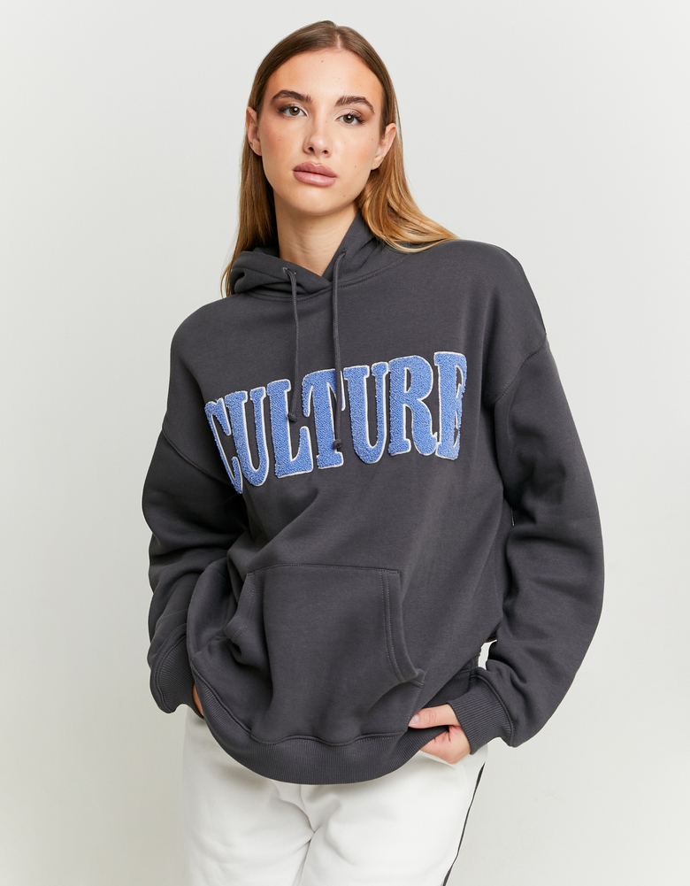 Grauer Oversize Hoodie mit Bestickung | TALLY WEiJL