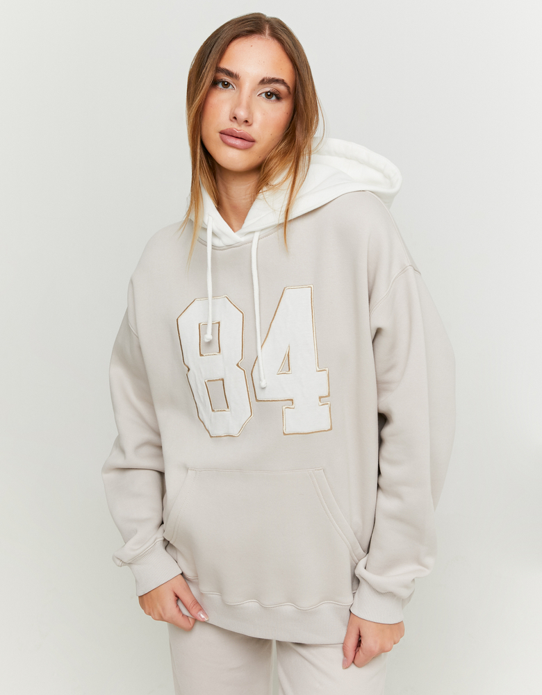 Beiger Oversize Hoodie mit Bestickung | TALLY WEiJL