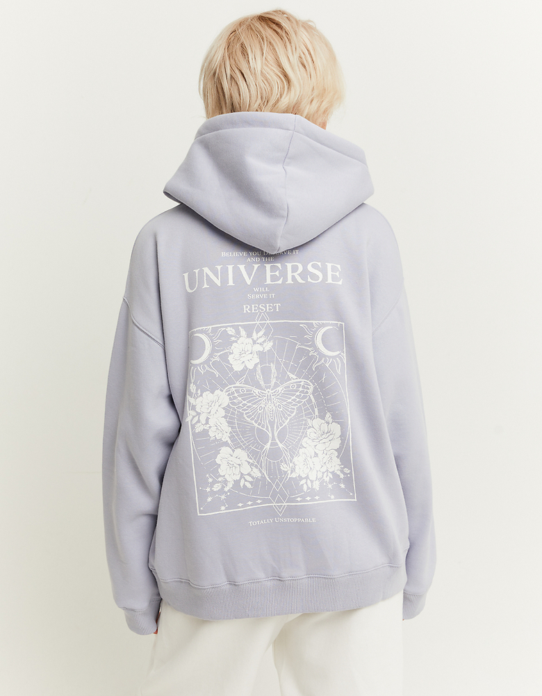 Light Blue Printed Oversize Hoodie | TALLY WEiJL