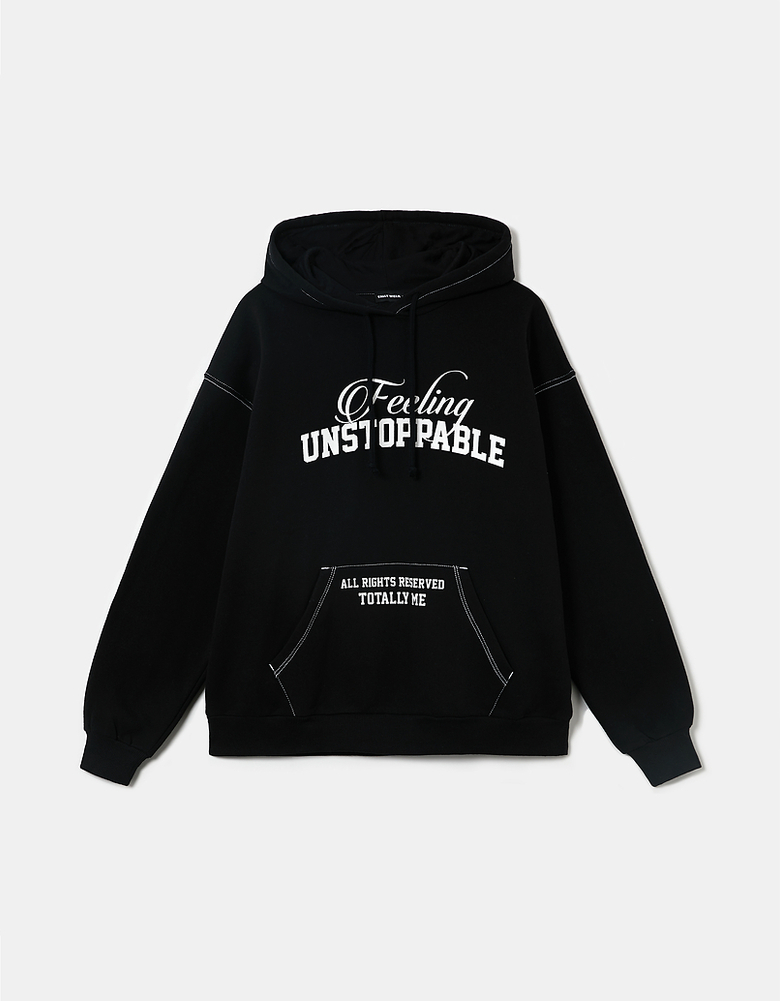 Black Printed Hoodie