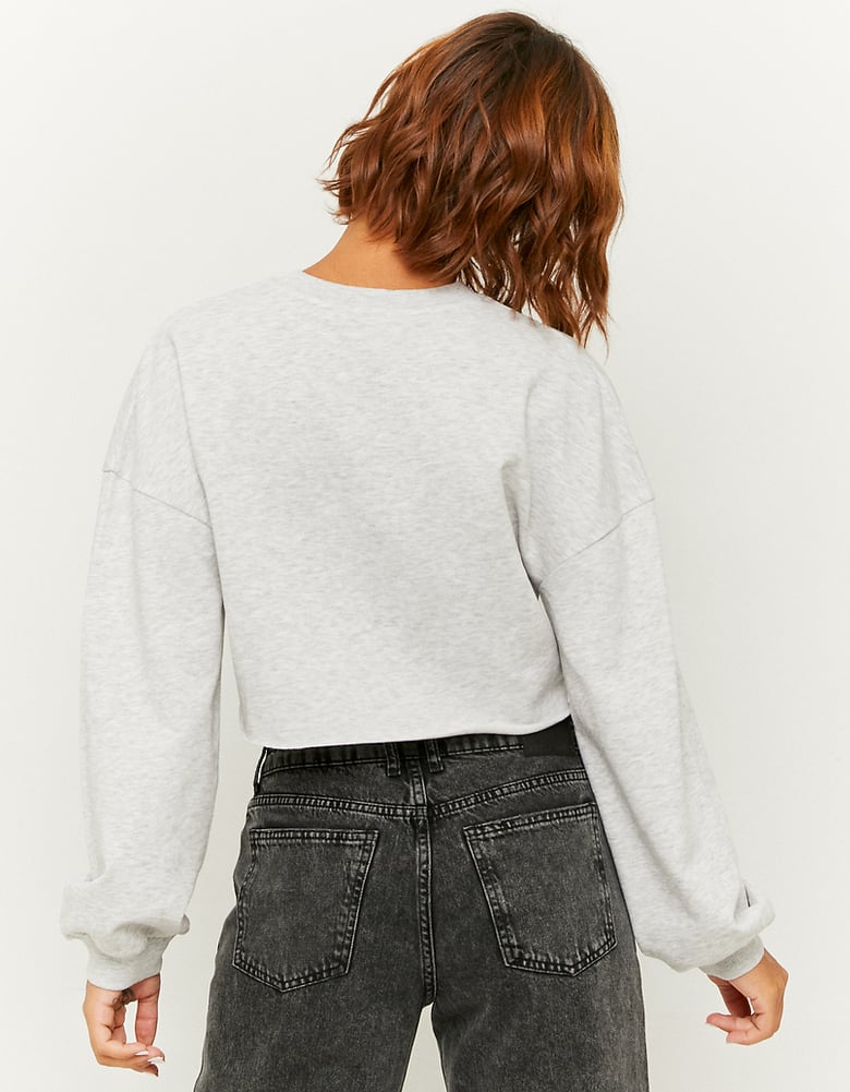 Grey Cropped Printed Sweatshirt | TALLY WEiJL