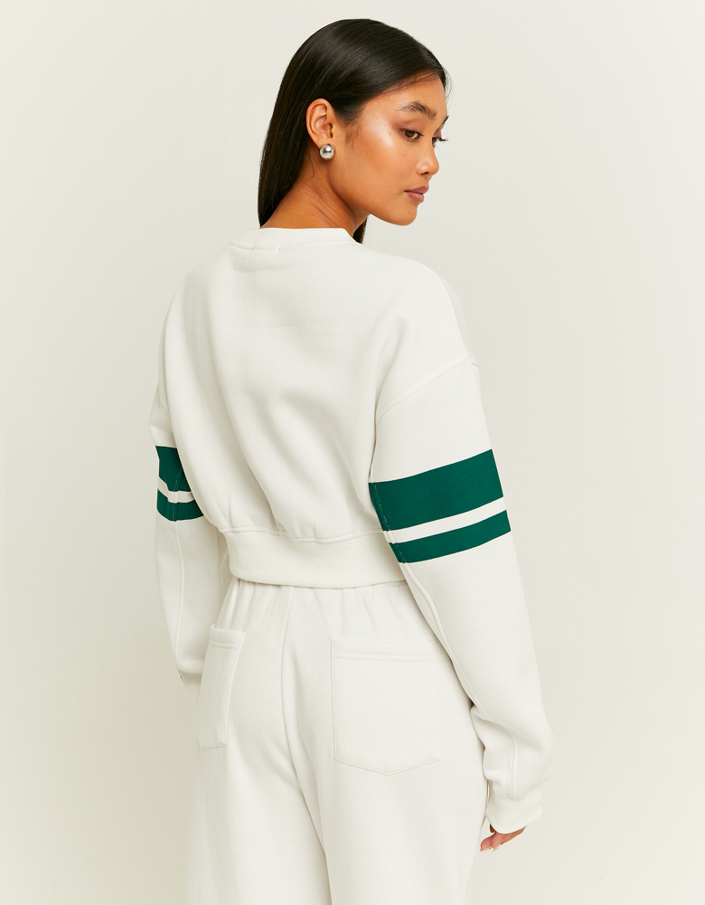 White Cropped Varsity Sweatshirt | TALLY WEiJL