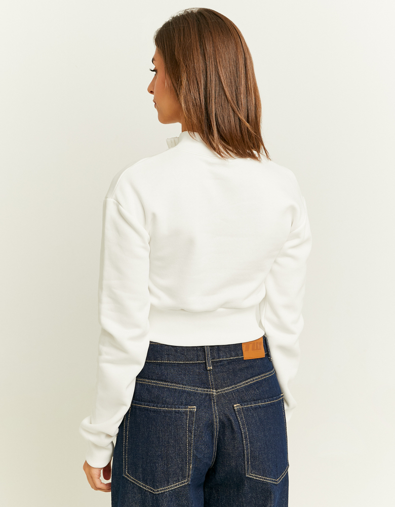 White Zip Up Cropped Sweatshirt | TALLY WEiJL
