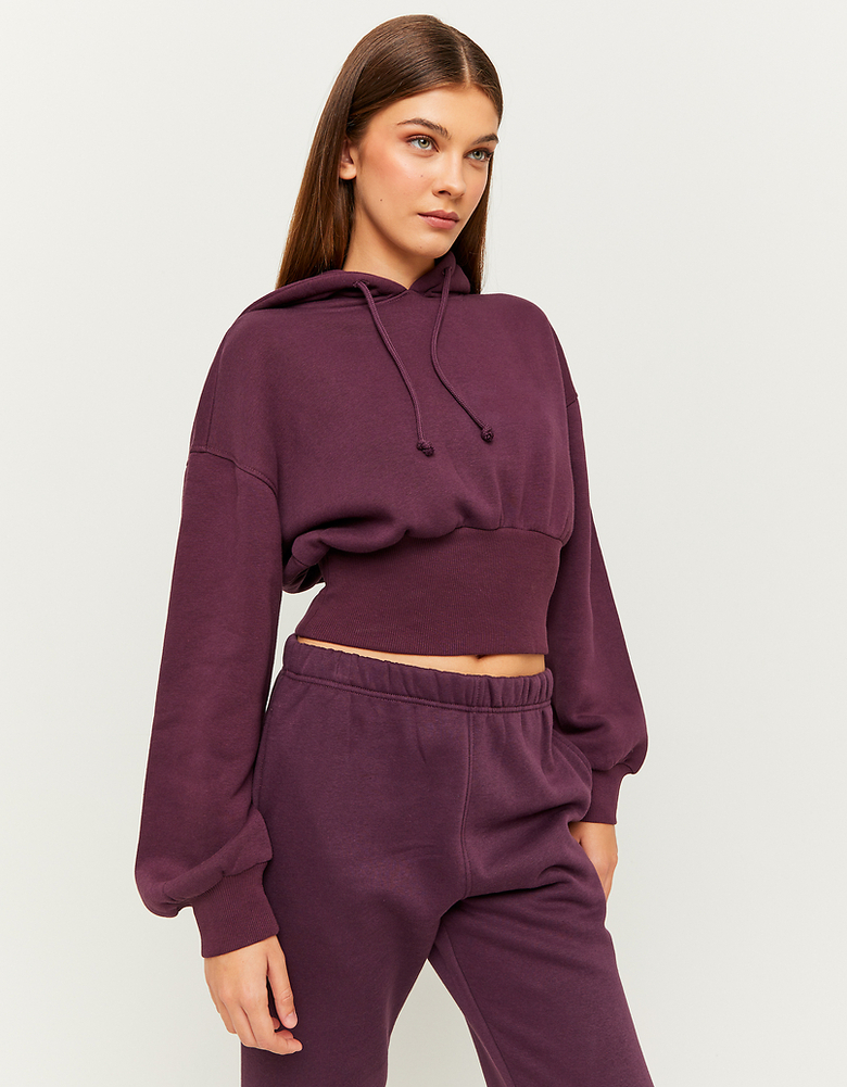 Burgundy Cropped Hoodie | TALLY WEiJL