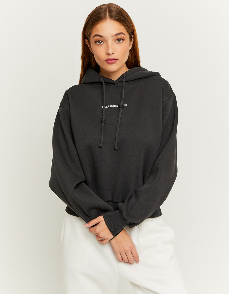 Black Oversize Printed Hoodie | TALLY WEiJL