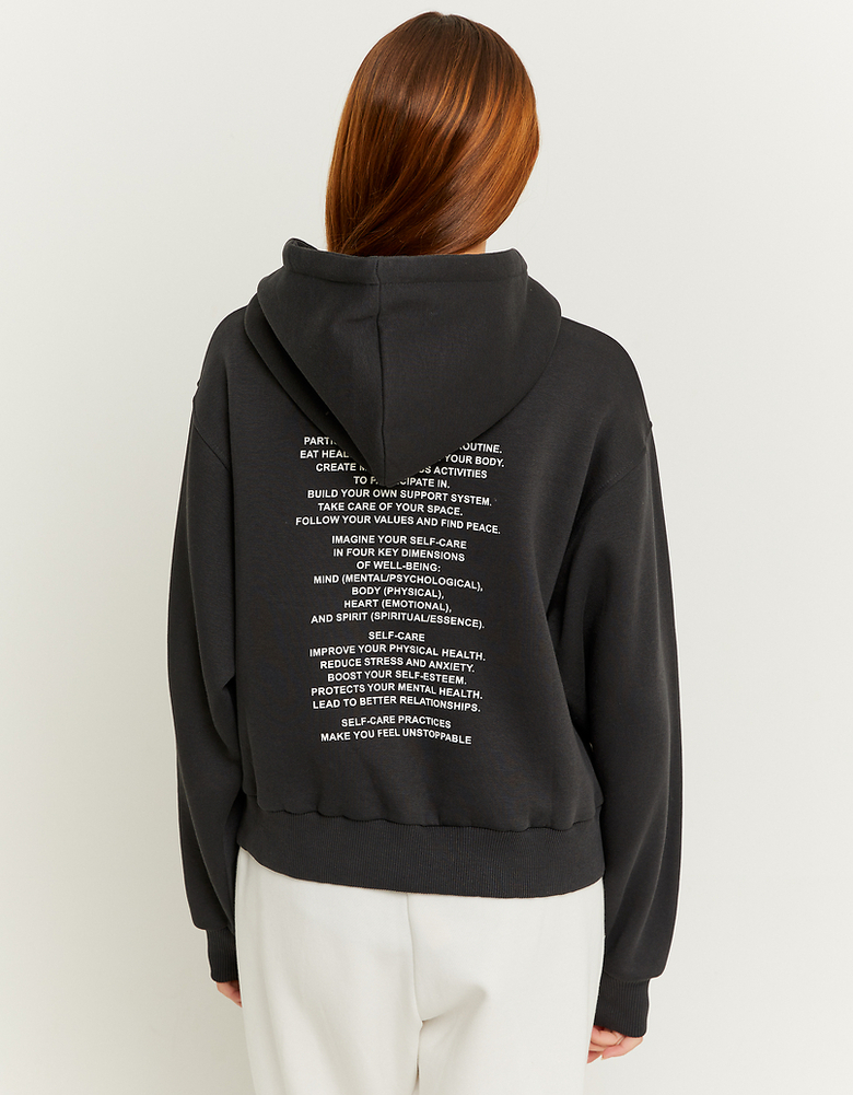 Black Oversize Printed Hoodie | TALLY WEiJL