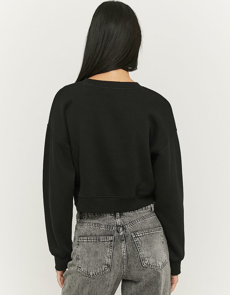 Black Cropped Printed Sweatshirt | TALLY WEiJL