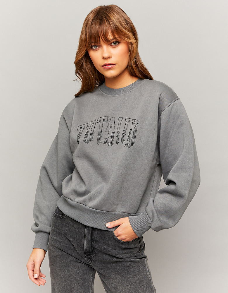Oversize Printed Sweatshirt With Strass | TALLY WEiJL