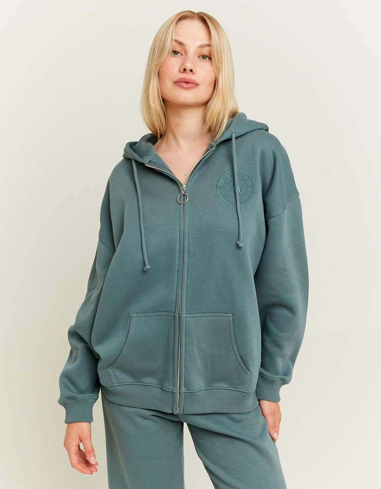 TALLY WEiJL, Blauer Hoodie mit Stickerei und Reißverschluss for Women