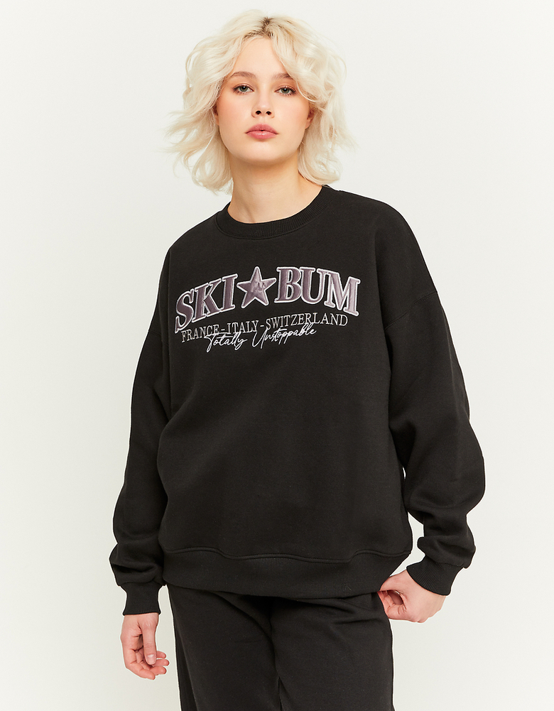 Black Oversize Printed Sweatshirt | TALLY WEiJL